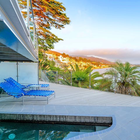 Soak up the California sun by the private pool 