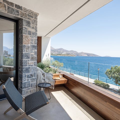 Admire wide-sweeping sea views from the private balcony