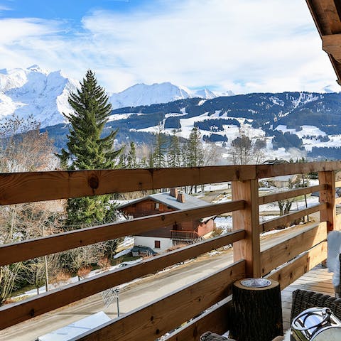 Gaze out over the Mont Blanc valley from the balcony