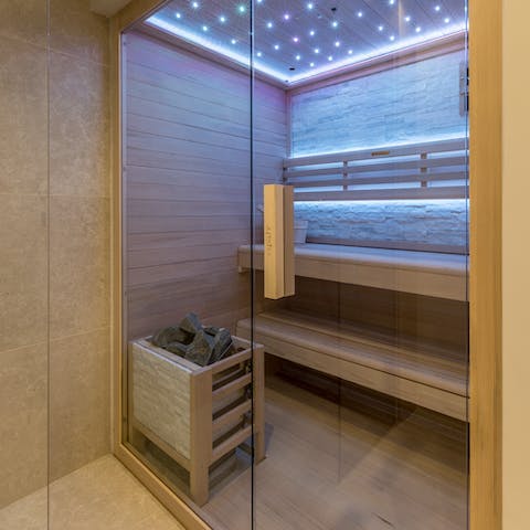 Head down to the private sauna and unwind