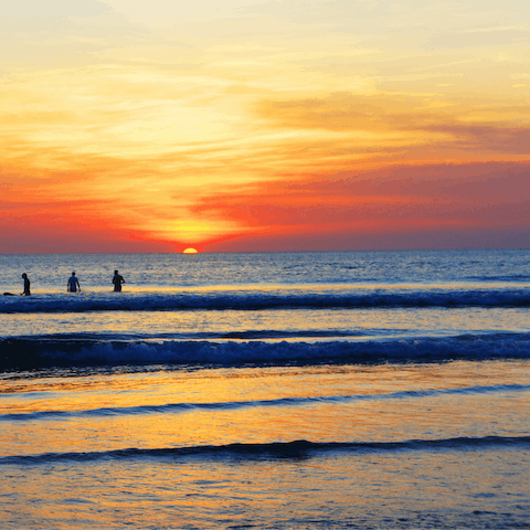 Enjoy sunsets down on Pantai Batu Belig, it's a short walk away