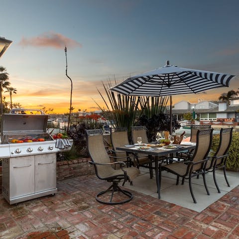 Fire up the barbecue for a sunset dinner