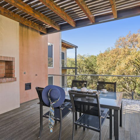 Serve up some fresh bread and olives on the private terrace