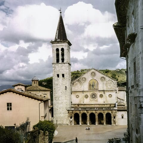 Explore the ancient city of Spoleto, a seventeen-minute drive away