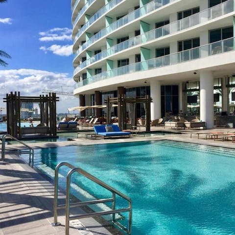 Cool off from the Miami sunshine at the communal pool 
