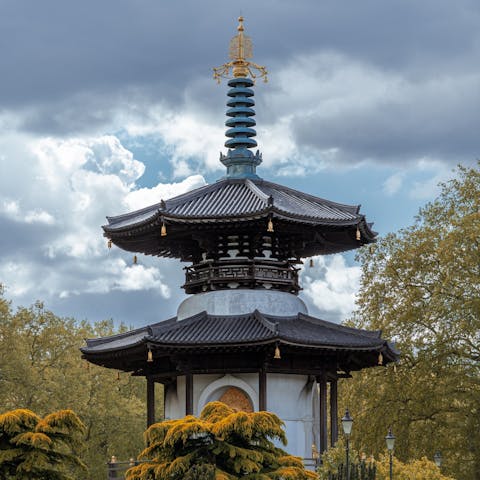 Hop on a bus or drive to Battersea Park and stroll along the lake
