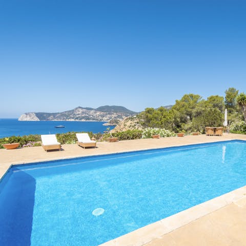 Start your day with some laps in the private pool and gorgeous sea views