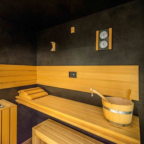 Blow off some steam in the soothing sauna