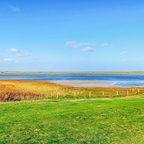 Visit the Bottsand Nature Reserve and beach, a thirty-minute walk away