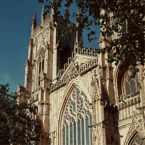 Admire the striking spires of York Minster, a fourteen-minute walk from home