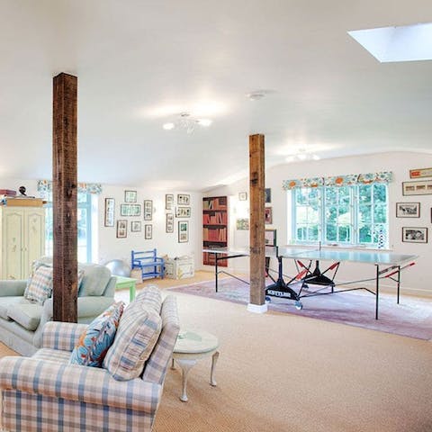 While away rainy afternoons in the pool house's games room, complete with ping pong table