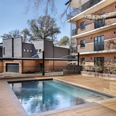 Enjoy a post-workout dip in the refreshing outdoor pool