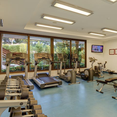 Keep up your regime at the on-site gym