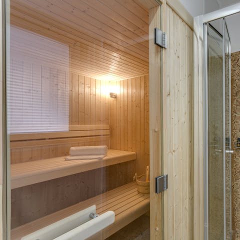 Unwind, with a boost of serotonin, as you sit down in the sauna for a while
