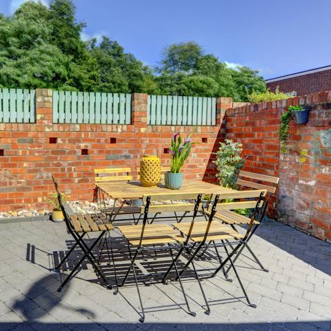 Enjoy afternoon tea on the patio when the weather is kind