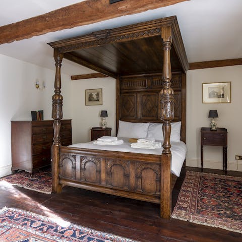Sleep like royalty in the beautiful four-poster bed