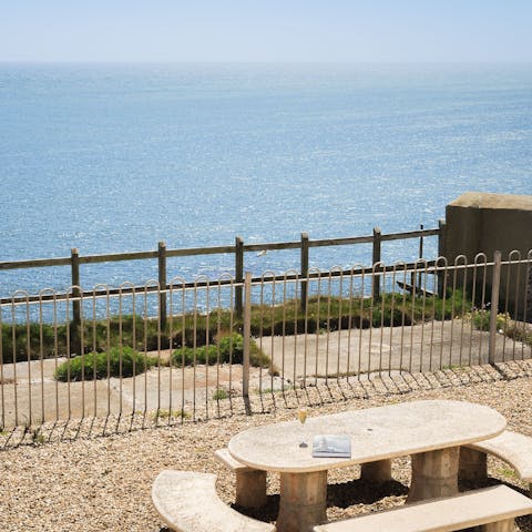 Start your day with a cup of coffee on the terrace overlooking the sea 