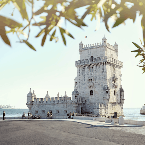 Admire the majestic Belem Tower – a nine minute drive away