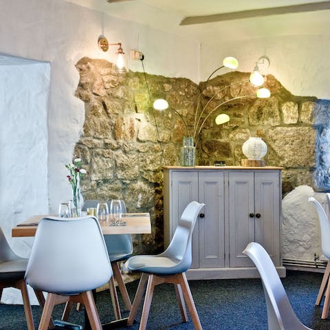 Dine in the cosy on site restaurant 