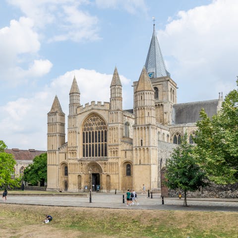 Visit the cathedral town of Rochester, a seven-minute drive away