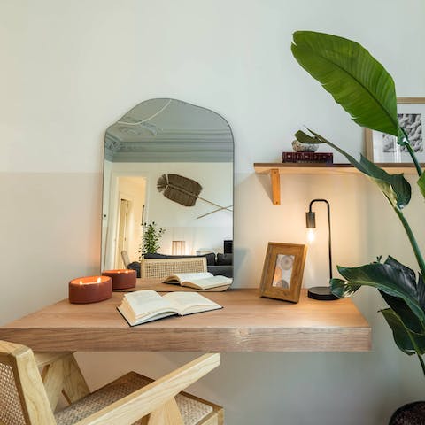 Catch up on work at the home's desk spaces