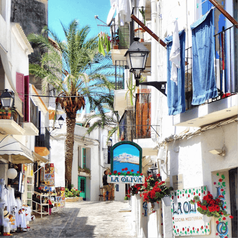 Drive up to the bustling town of Ibiza for nightlife, restaurants and retail therapy