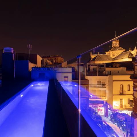 Take a late-night dip in the rooftop plunge pool