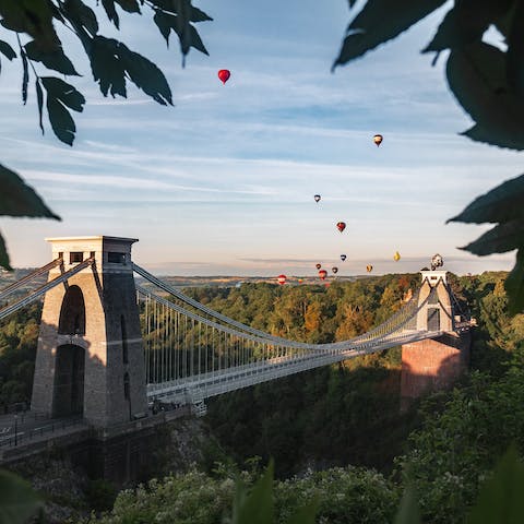 Stroll across the famous Clifton Suspension Bridge, thirty minutes away on foot
