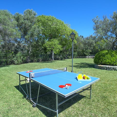 While away fun hours playing table tennis on the lawn