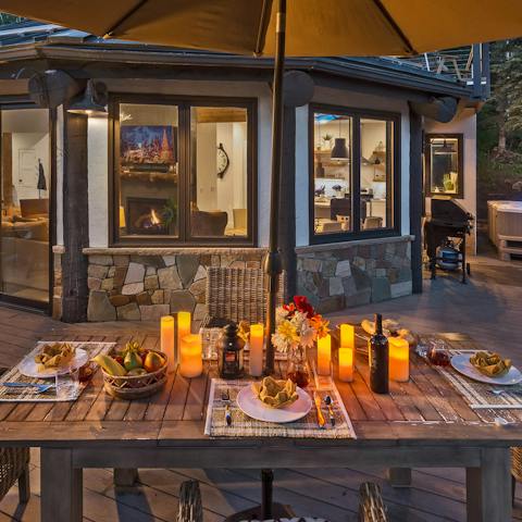 Eat under the stars on the private deck