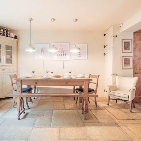 Feel like you're away on a countryside escape from the cottage-like dining area come meal times