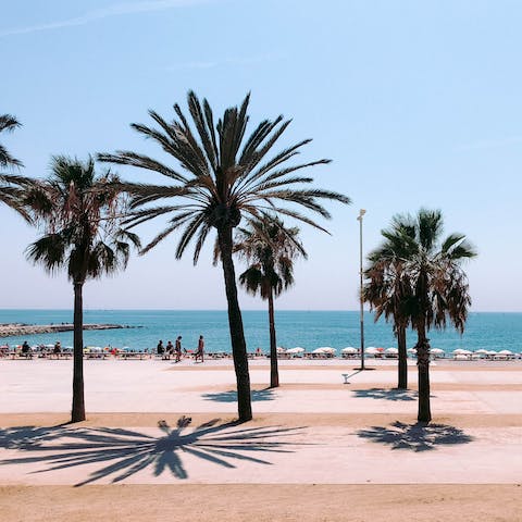 Make an afternoon of relaxing on Barcelona's beaches (a half-an-hour stroll) your only firm plan for the day