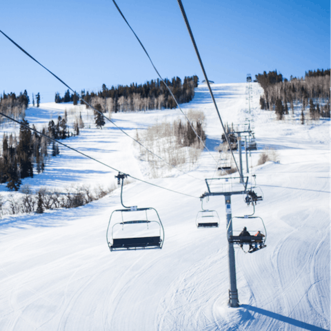 Drive just over ten minutes to Breckenridge or Copper Mountain to hit the slopes