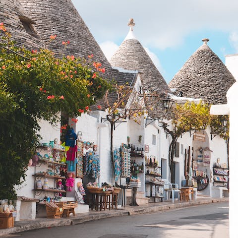 Make the ten-minute drive to Alberobello to admire the ancient architecture