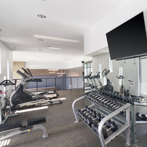 Head to the on-site gym for an early morning workout