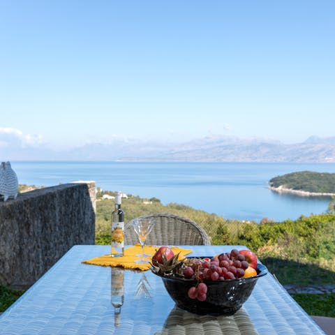 Enjoy a bottle of wine on the terrace, admiring the sea views