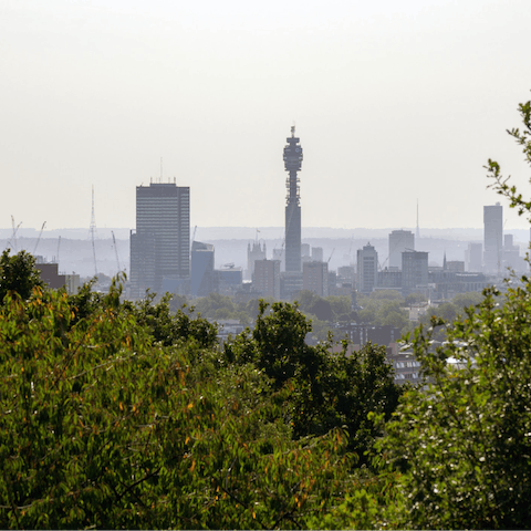 Wander over to Hampstead Heath in ten minutes for superb views of London