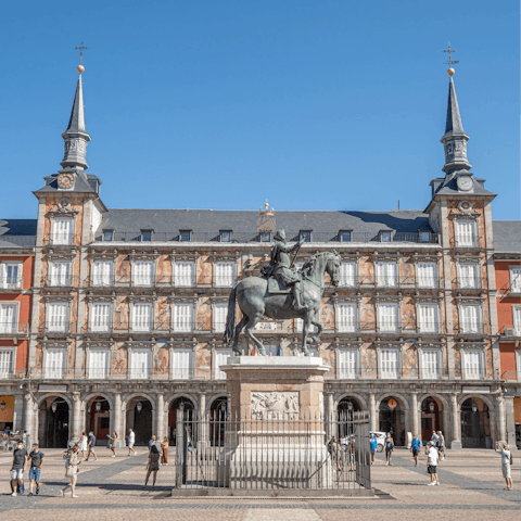 Catch the Metro to the bustling Plaza Mayor and its historical architecture