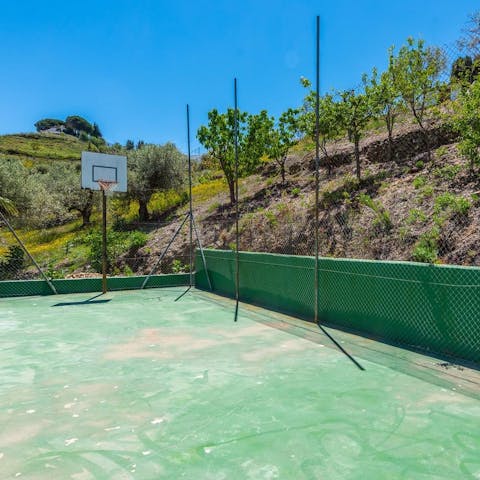 Shoot some hoops on the basketball court