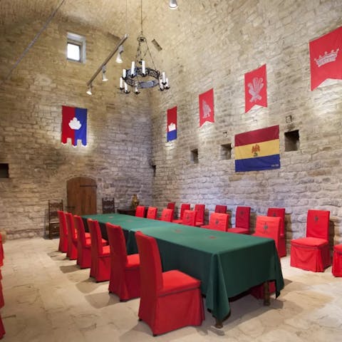 Host a lavish feast in the medieval banquet hall