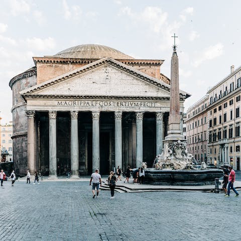 Visit Rome's famous Pantheon temple in one of the city's most beautiful squares