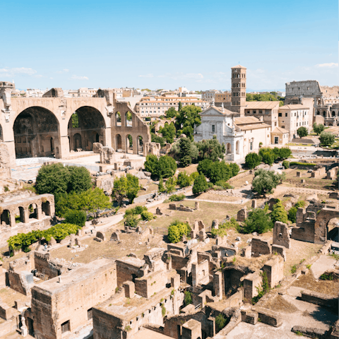 Marvel at the Roman Forum, within a five-minute walk away
