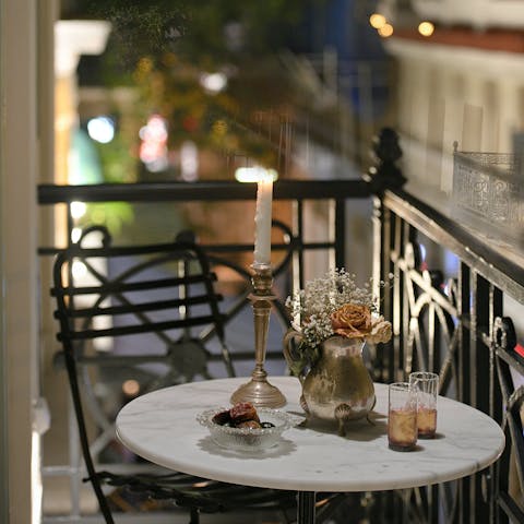 Enjoy a romantic candlelit dinner on the balcony