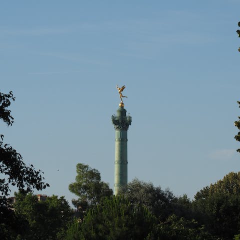 Soak up the city's history with a visit to nearby Place de la Bastille