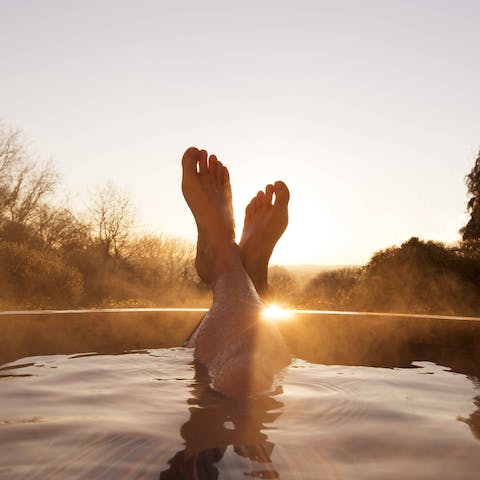 Sit back and relax in the hot tub as you take in the sprawling views up ahead