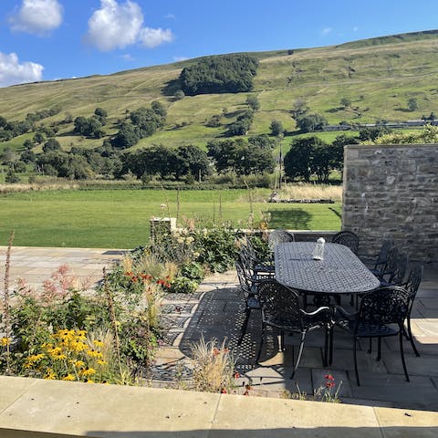 Enjoy breathtaking views and a barbecue outside on the terrace