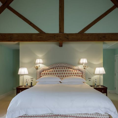 Soak up the charming traditional features of the beamed ceiling bedrooms