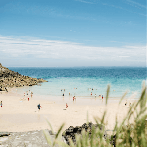 Drive ten minutes to reach the pristine beaches of St Ives Bay