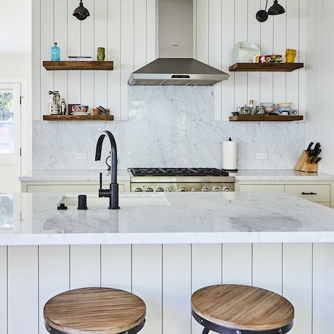 Cook at home in the designer chef's kitchen