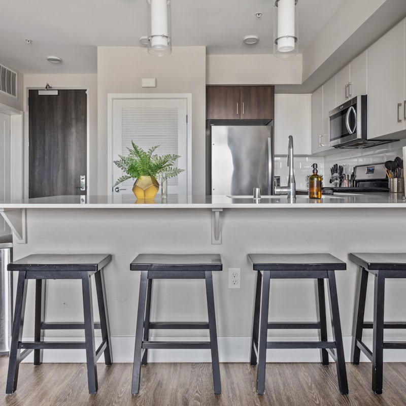 Set up for the day with a light breakfast at the stylish breakfast bar